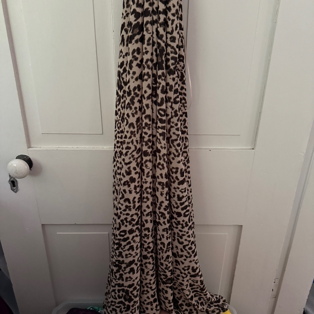 Leopard Long Sleeve Cut Out Open Back Maxi Dress - Picture 9 of 15